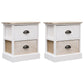 2 pcs Tables de chevet Blanc et naturel 38x28x45 cm Paulownia