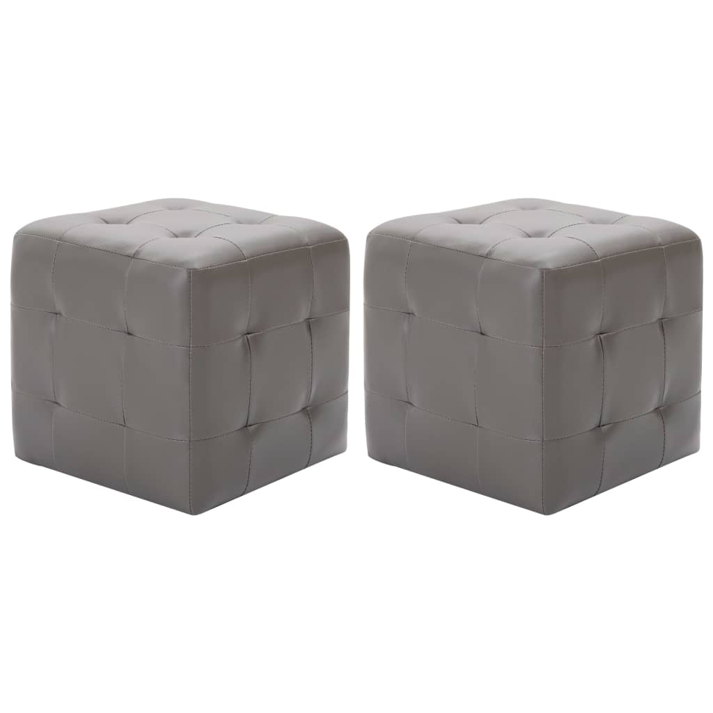 2 pcs Tables de chevet Gris 30x30x30 cm Similicuir