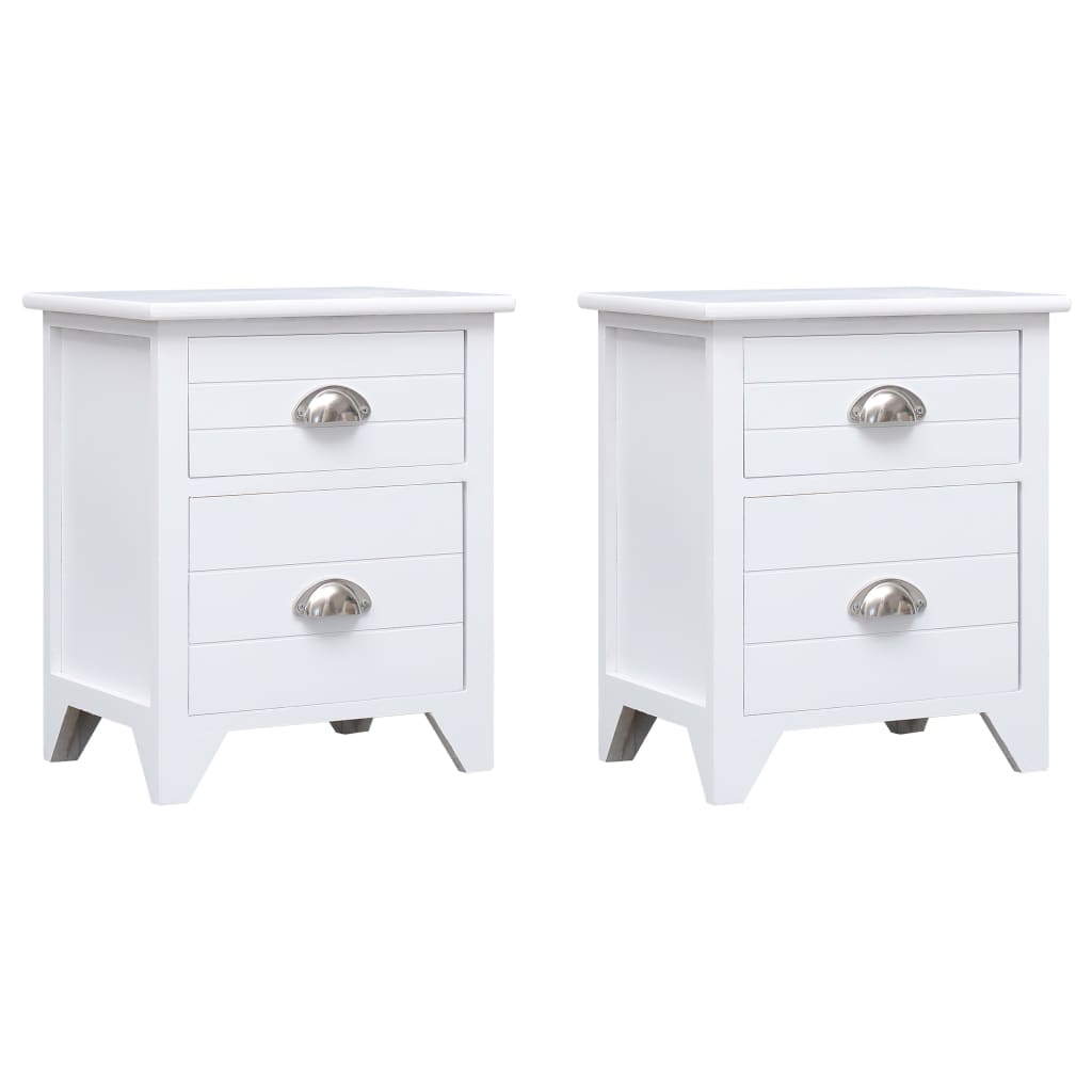 Table de chevet 2 pcs avec 2 tiroirs Blanc