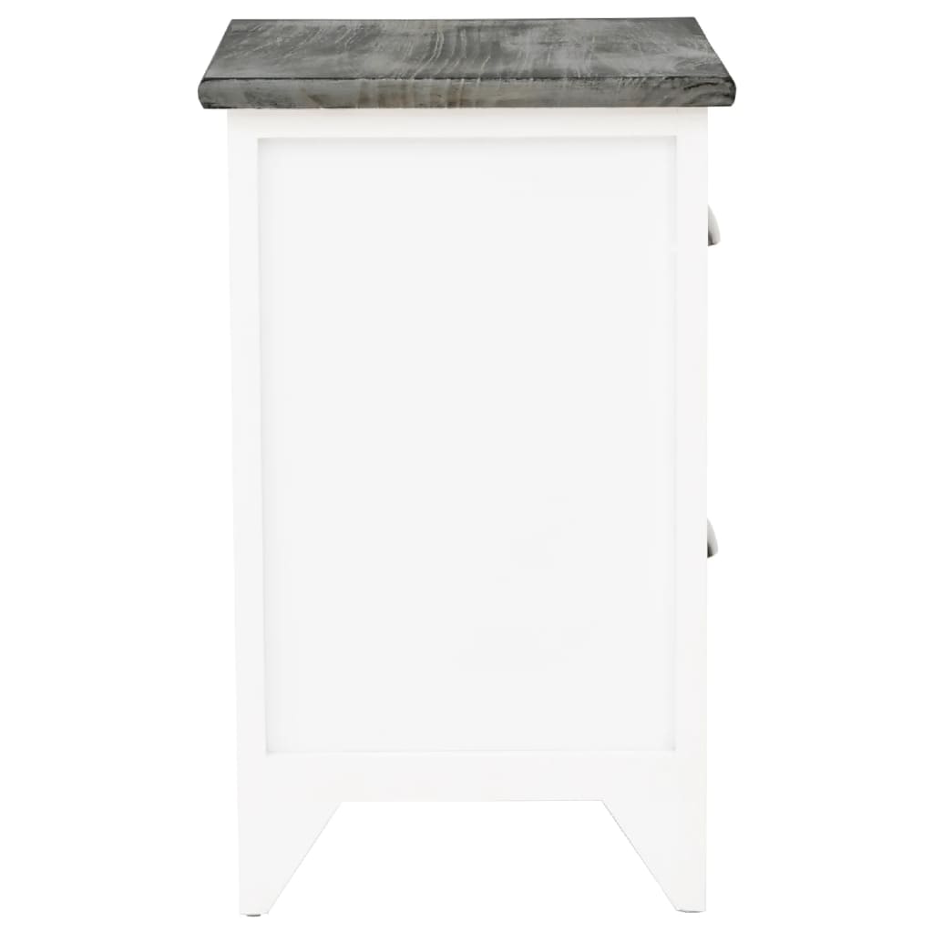 Table de chevet 2 pcs avec 2 tiroirs Gris et blanc