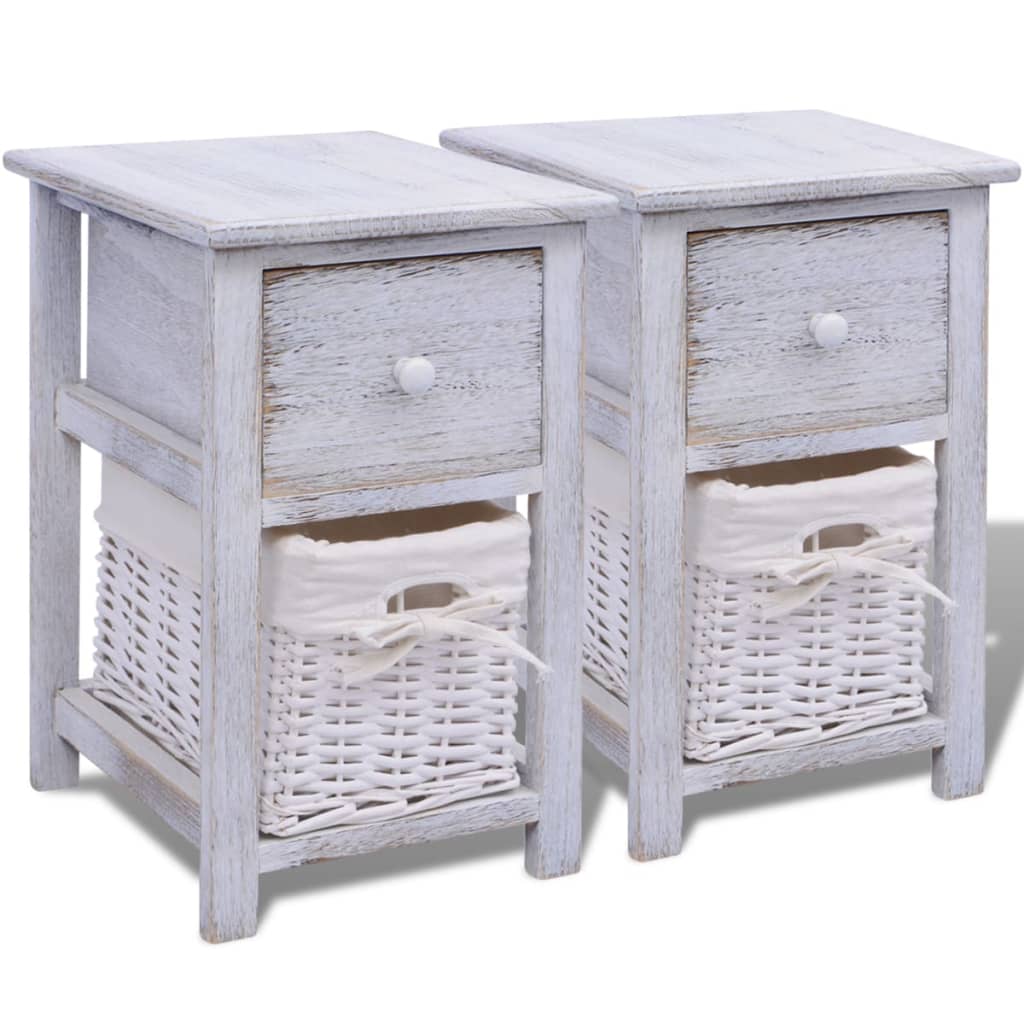 Table de chevet 2 pcs Bois Blanc