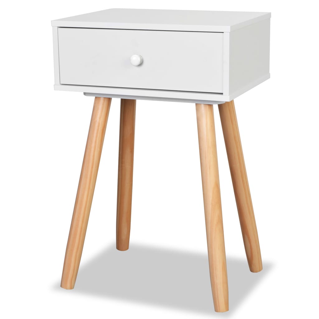 Table de chevet 2 pcs Bois de pin massif 40 x 30 x 61 cm Blanc