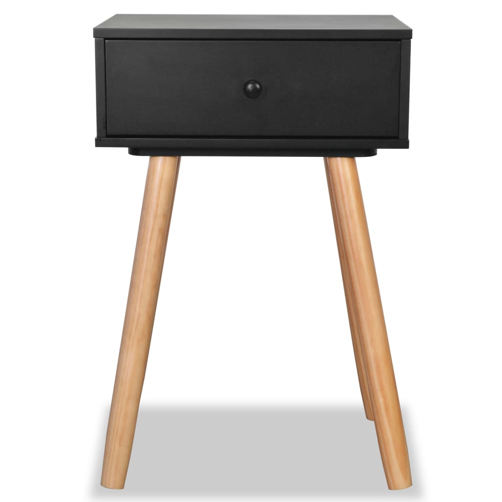 Table de chevet 2 pcs Bois de pin massif 40 x 30 x 61 cm Noir