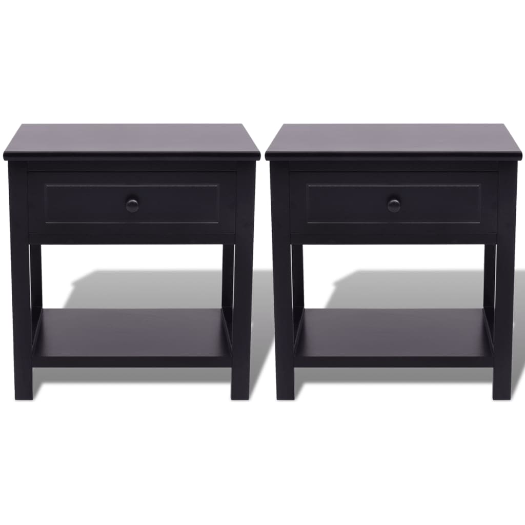 Table de chevet 2 pcs Bois Noir