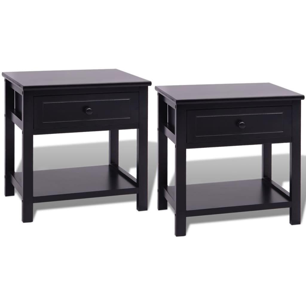 Table de chevet 2 pcs Bois Noir