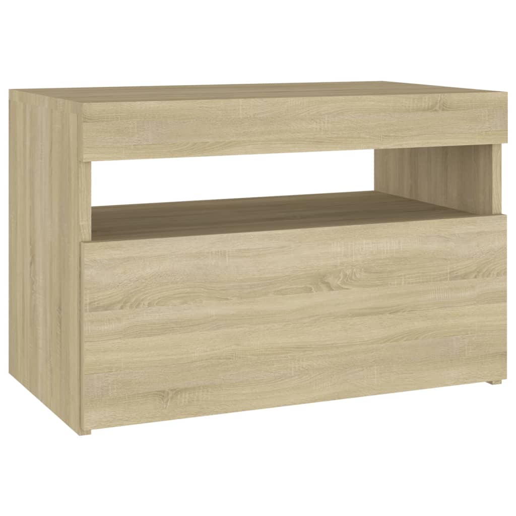 Table de chevet avec lumières LED chêne sonoma 60x35x40 cm