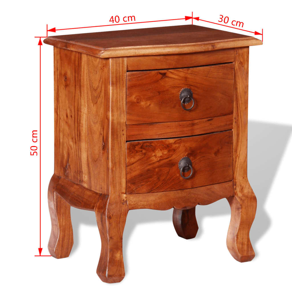 Table de chevet avec tiroirs Bois d'acacia massif