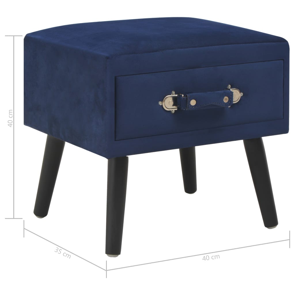 Table de chevet Bleu 40x35x40 cm Velours