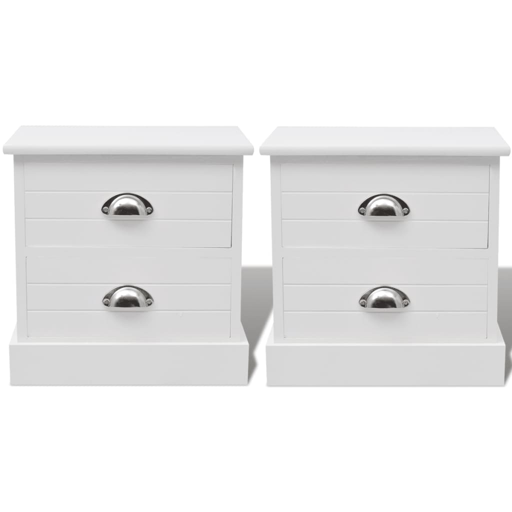 Table de chevet en style français 2 pcs Blanc