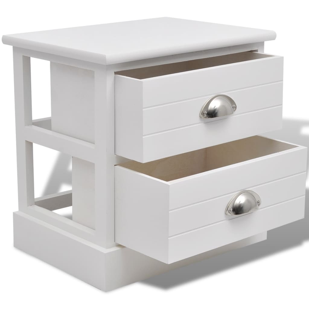 Table de chevet en style français 2 pcs Blanc