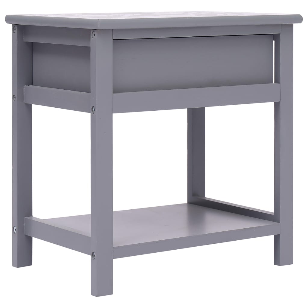 Table de chevet Gris 40x29x42 cm Bois de Paulownia