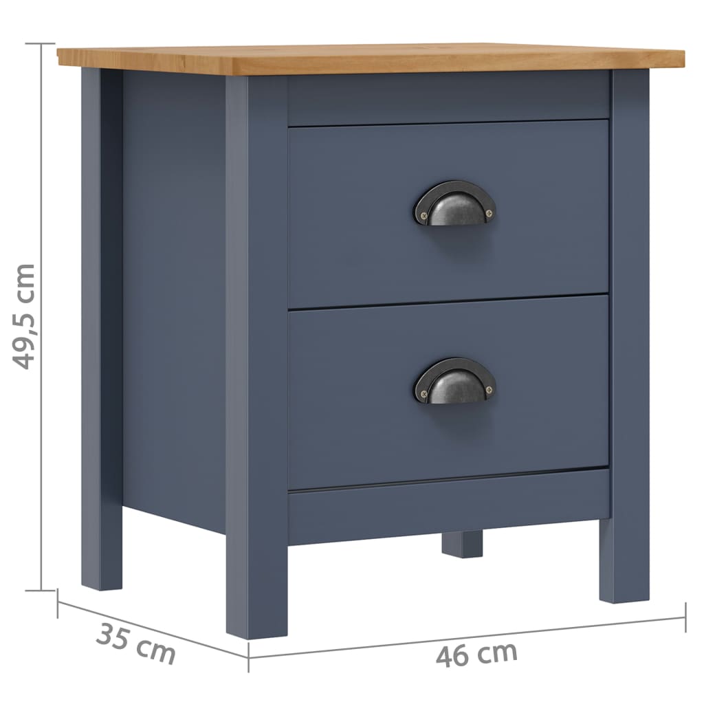 Table de chevet Hill Gris 46x35x49,5 cm Bois de pin solide