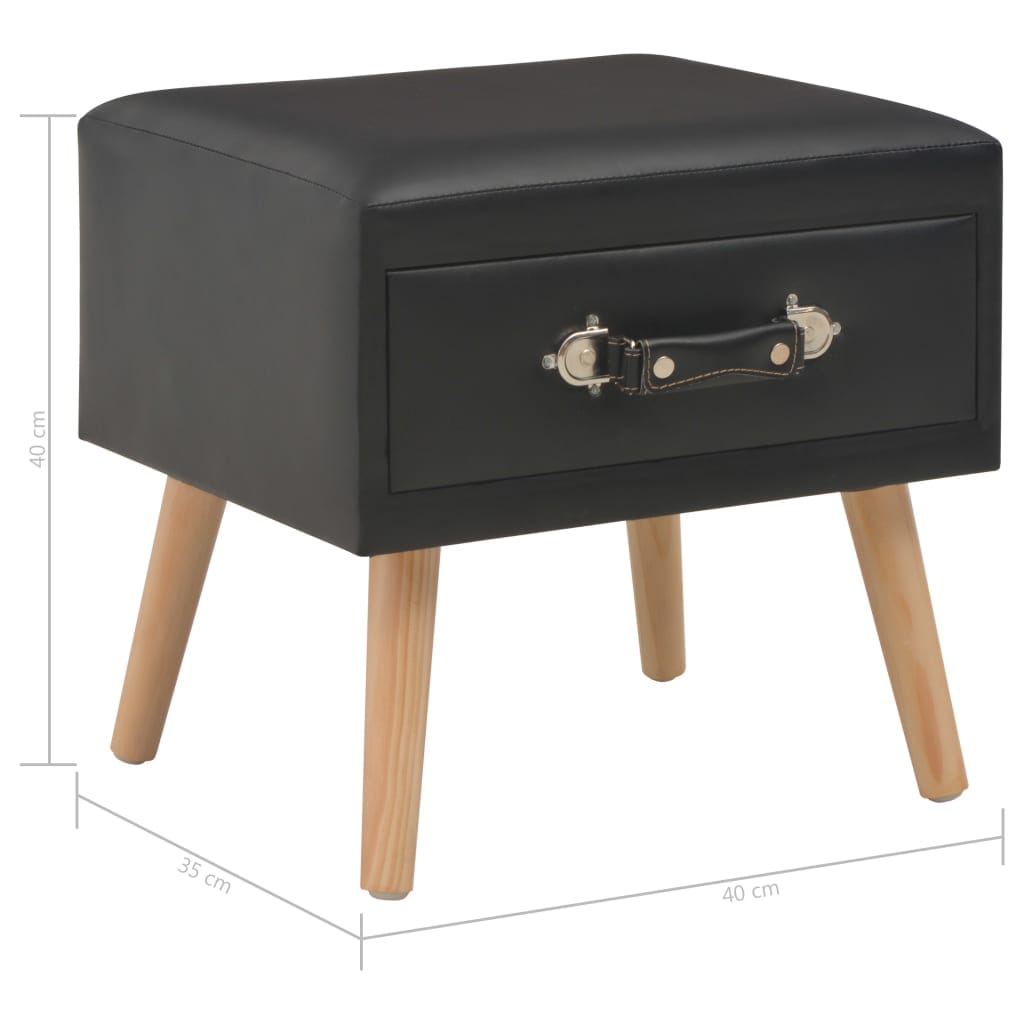 Table de chevet Noir 40x35x40 cm Similicuir