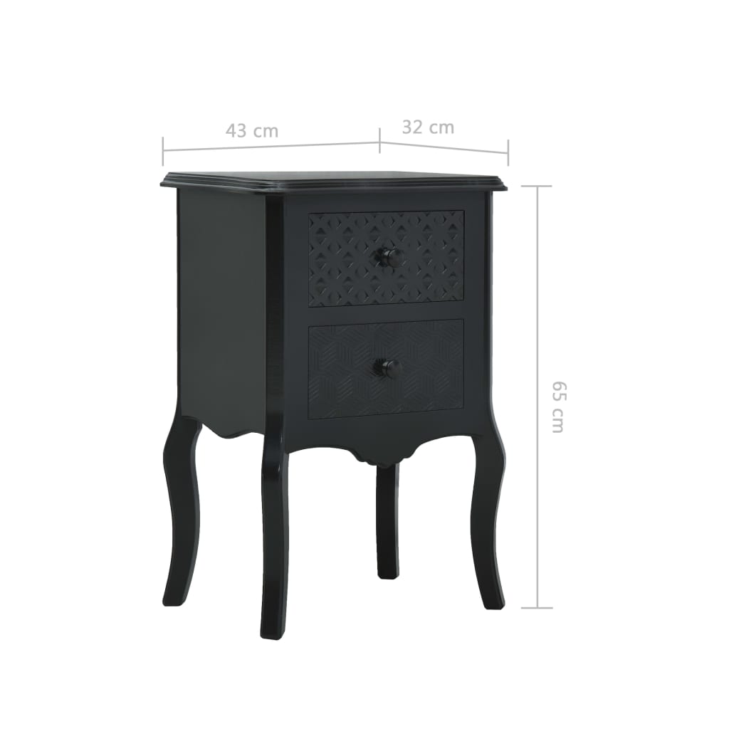 Table de chevet Noir 43x32x65 cm MDF