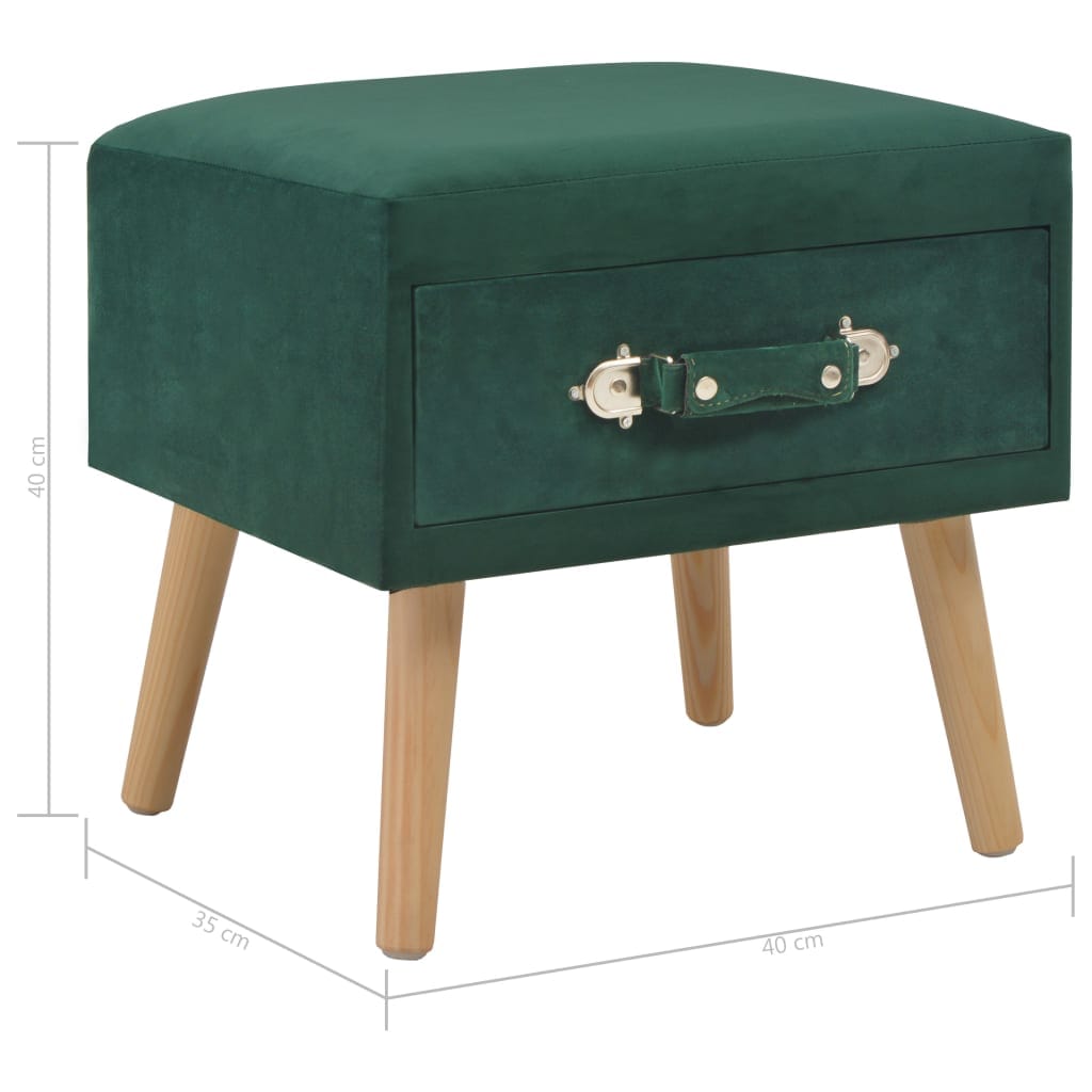 Table de chevet Vert 40x35x40 cm Velours