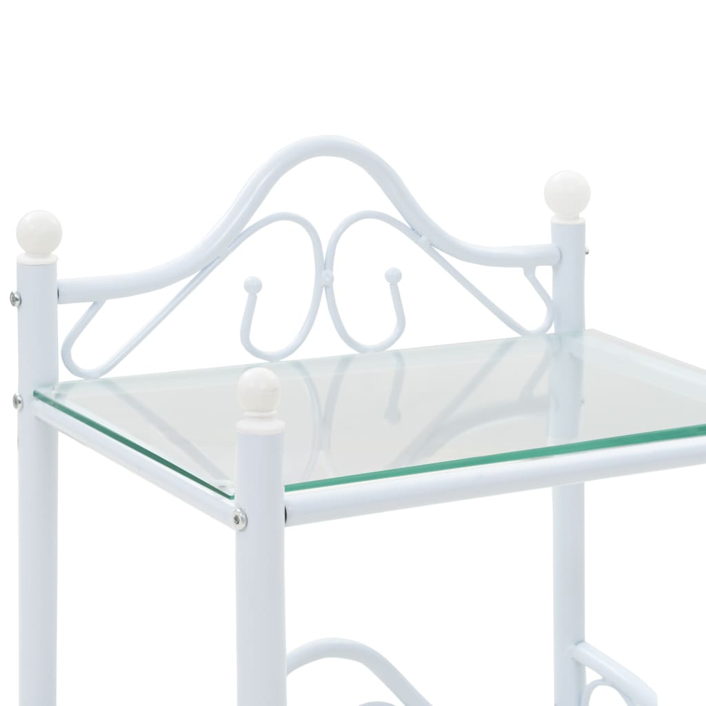 Tables de chevet 2 pcs Acier et verre trempé 45x30,5x60cm Blanc