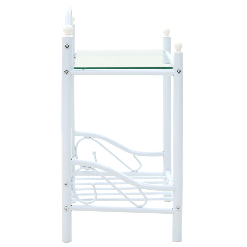 Tables de chevet 2 pcs Acier et verre trempé 45x30,5x60cm Blanc