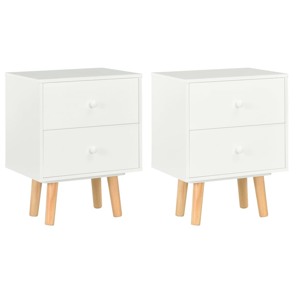 Tables de chevet 2 pcs Blanc 40 x 30 x 50 cm Pin massif