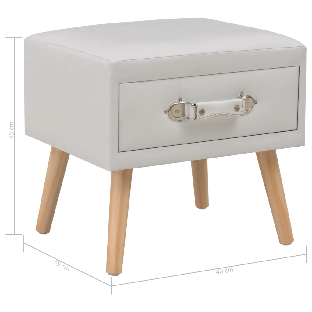 Tables de chevet 2 pcs Blanc 40x35x40 cm Similicuir