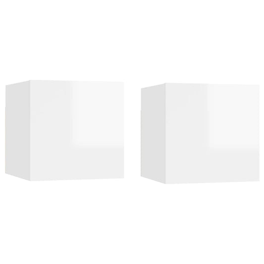 Tables de chevet 2 pcs Blanc brillant 30,5x30x30 cm