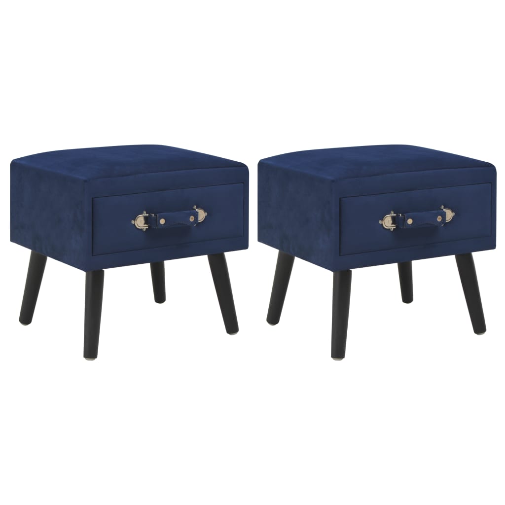 Tables de chevet 2 pcs Bleu 40x35x40 cm Velours