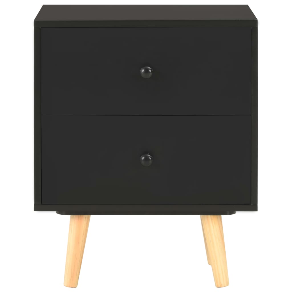 Tables de chevet 2 pcs Noir 40 x 30 x 50 cm Pin massif