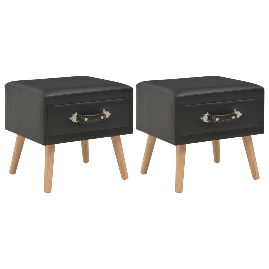 Tables de chevet 2 pcs Noir 40x35x40 cm Similicuir