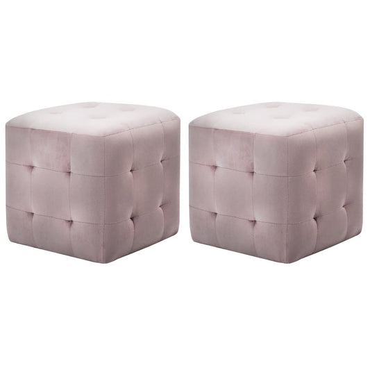 Tables de chevet 2 pcs Rose 30x30x30 cm Tissu velours