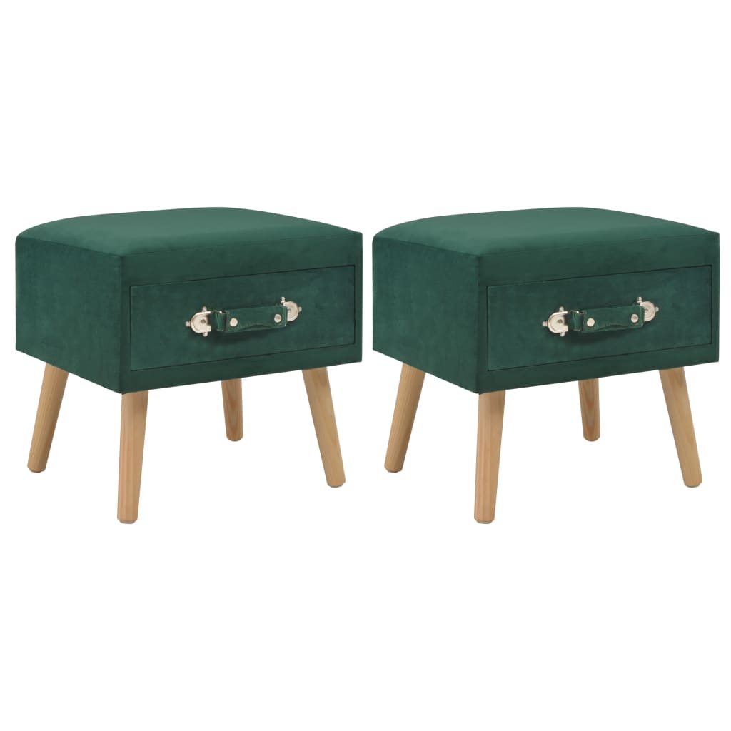 Tables de chevet 2 pcs Vert 40x35x40 cm Velours