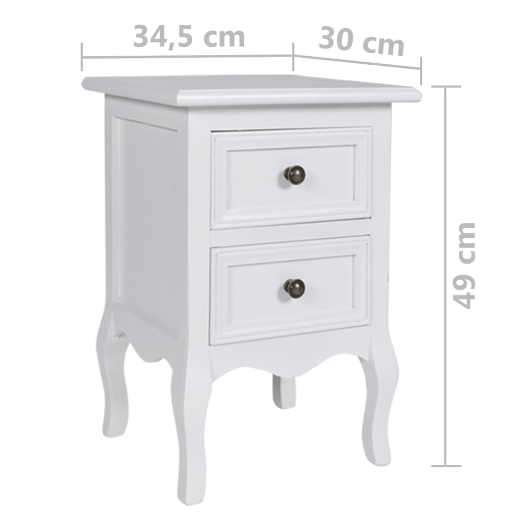 Tables de chevet 4 pcs avec 2 tiroirs MDF Blanc