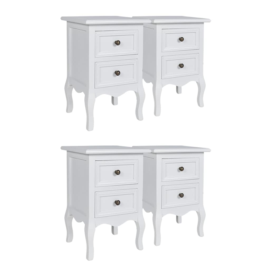 Tables de chevet 4 pcs avec 2 tiroirs MDF Blanc