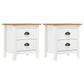 Tables de chevet Hill 2 pcs Blanc 46x35x49,5 cm Bois pin solide