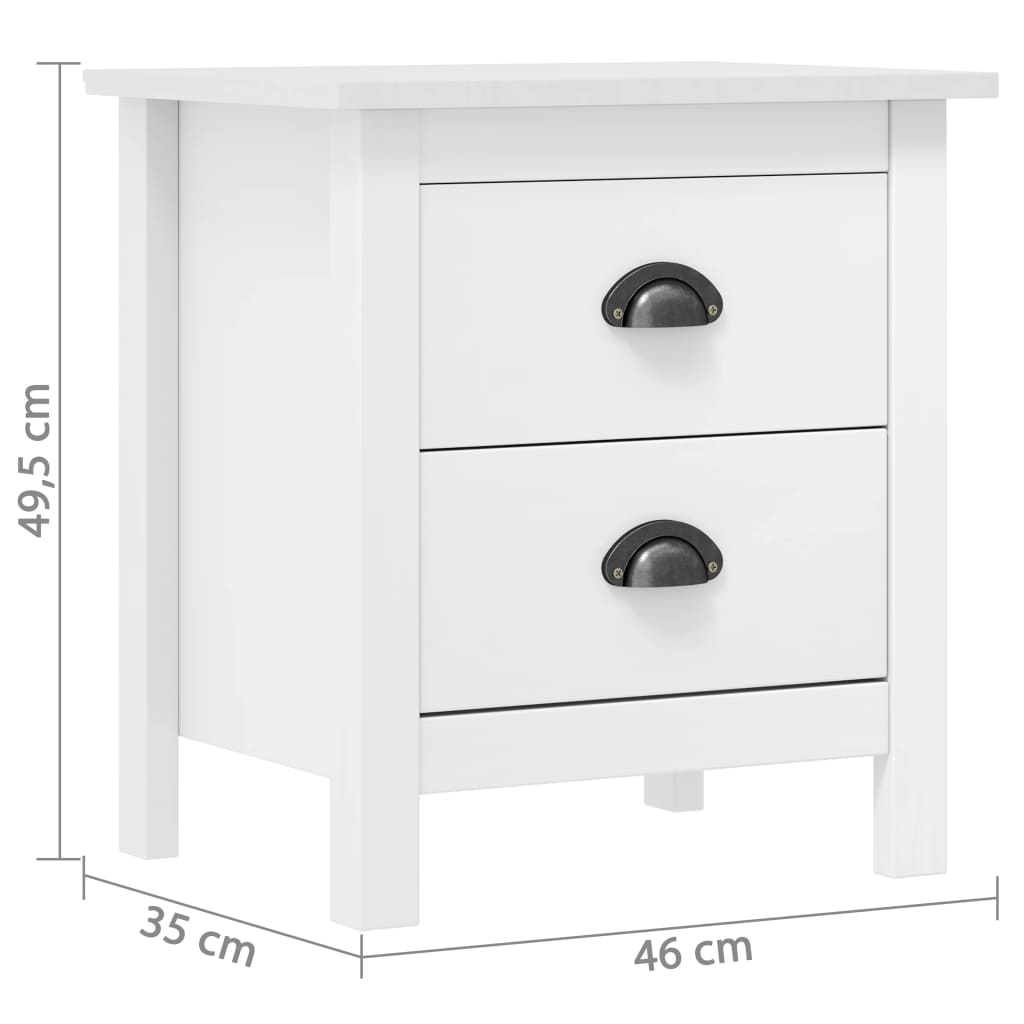 Tables de chevet Hill 2 pcs Blanc 46x35x49,5 cm Bois pin solide