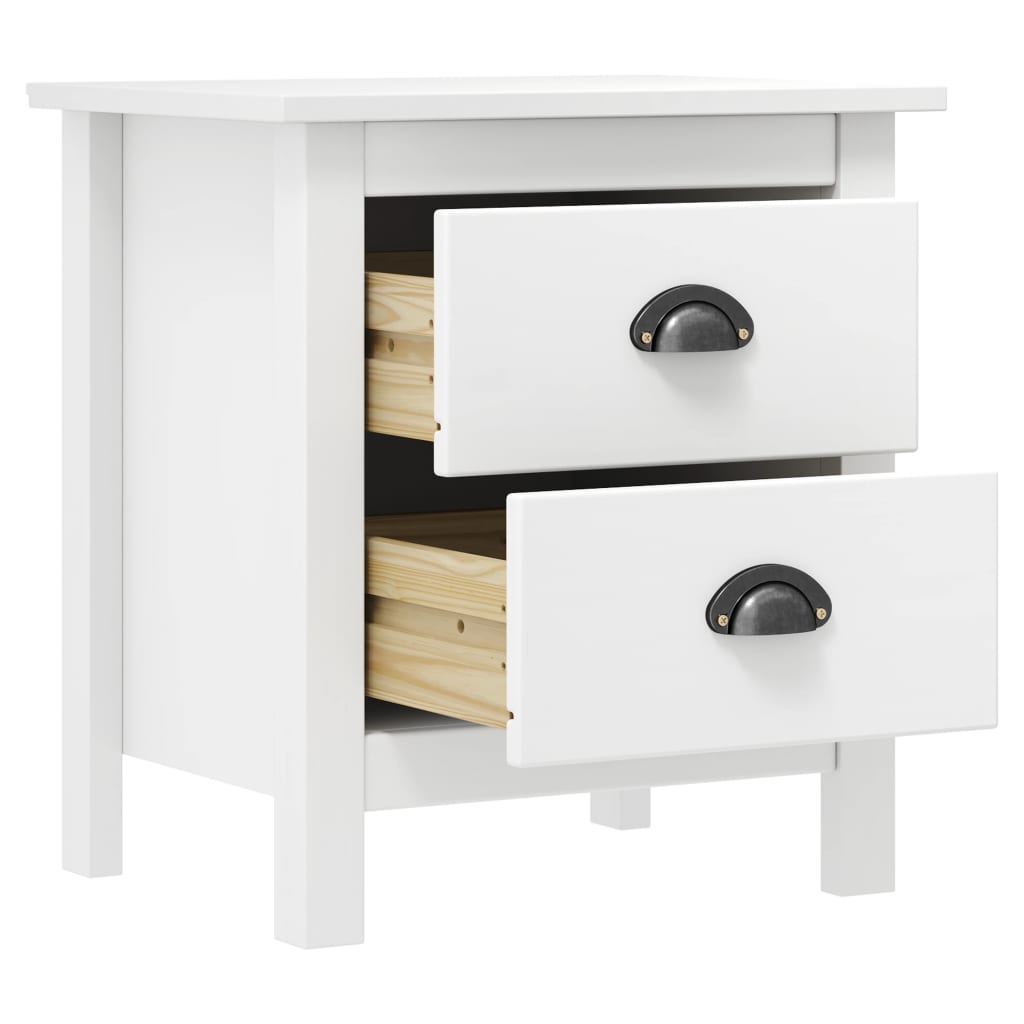 Tables de chevet Hill 2 pcs Blanc 46x35x49,5 cm Bois pin solide