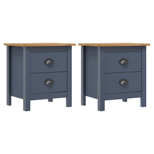 Tables de chevet Hill 2 pcs Gris 46x35x49,5 cm Bois de pin